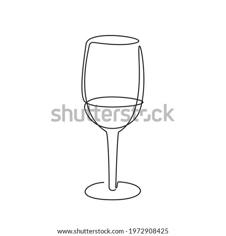 Wine glass outline. Continuous black one line drawing. Vector illustration
