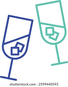 wine glass outline dual color vector illustration icon design