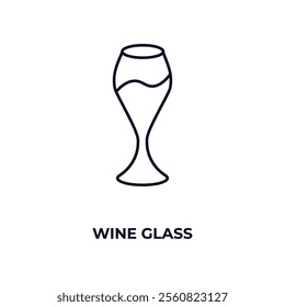wine glass outline icon. Linear vector from hotel concept. Thin line wine glass icon isolated on white background