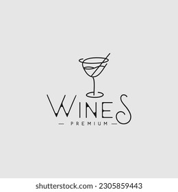 Wine Glass Outline logo Vector Icon