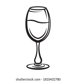 Ilustración de vectores imprimibles de contorno de vidrio de vino