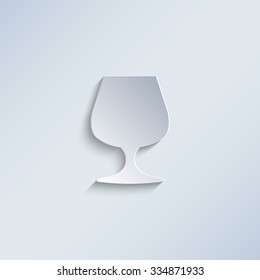 Wine glass - paper vector icon