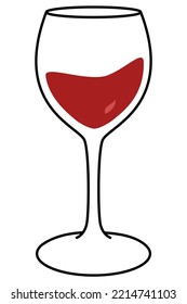 Das teilweise mit Rotwein gefüllte Weinglas