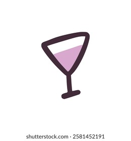 Wine glass party doodle, illustration, simple, minimalist, hand-drawn, playful, clean, cute, aesthetic and friendly