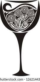 Wine glass pattern black vector illustration