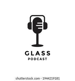 wine glass podcast logo. a unique, exclusive, elegant, professional, clean, simple, modern logo. It would be perfect for your company