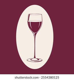 Wine glass poster with Cabernet wine. Vector illustration