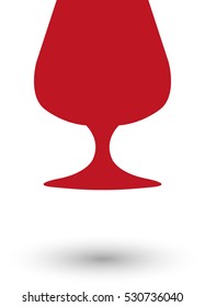 Wine glass - red vector  icon with shadow