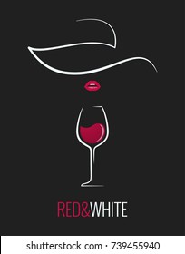 wine glass red and white concept design background