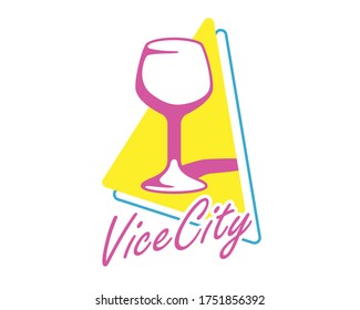 Wine glass retro logo vector