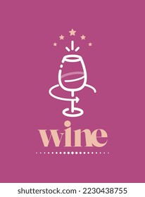Wine glass rotating with option for winery logo.