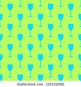 Wine glass seamless pattern on the neon green background