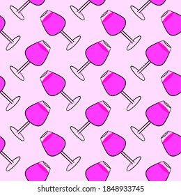 Vino en vidrio, sin costuras sobre fondo rosado.