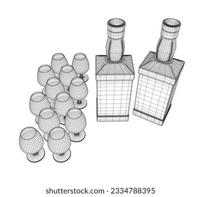 Weinglas Set Vector Simple Design. Satz von Rahmen für Brillen aus schwarzen Linien einzeln auf weißem Hintergrund.