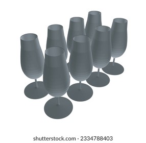 Vidrio conjunto Vector diseño simple. Conjunto de vasos poligonales aislados sobre un fondo blanco. 3 D.