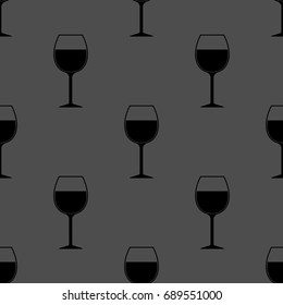 Wine Glass Silhouette Seamless Pattern on Dark Gray