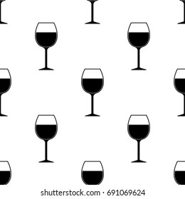 Wine Glass Silhouette Seamless Pattern on White