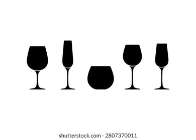Wine Glass Silhouette Vector Collection Set