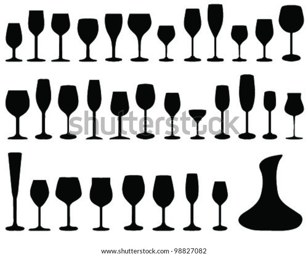 Wine Glass Silhouettes Vector Stock Vector Royalty Free 98827082 7996