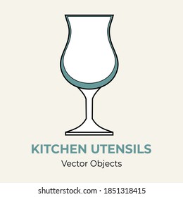 Wine glass simple form vector illustration. Vector line illustration isolated logo icon cafe menu banner flayer. Glassware white round drink brandy cognac balloon glass cold juice isolate background
