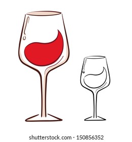 Wine glass in simple line art vector illustration