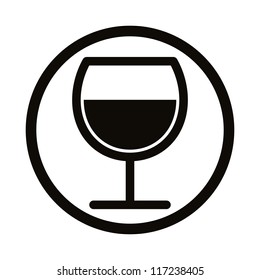 Wine glass simplistic black and white vector icon.