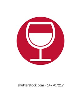 Icono del vector blanco y negro del cristal de vino.