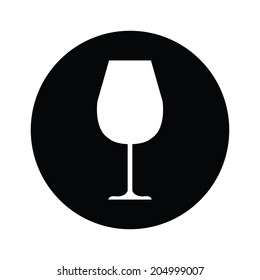 Wine glass simplistic black and white vector icon. 