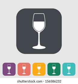 Wine Glass. Single Flat Icon. Vector Illustration.