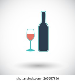 Wine glass. Single flat icon on white background. Vector illustration.