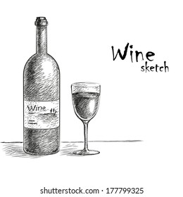 Wine And Glass Sketch