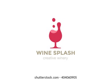 Wine Glass Splash Logo Design Vector Template.
Liquid Alcoholic Drink Logotype Concept Icon