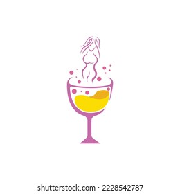 Wine glass and splashing symbol design
