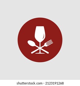 Wine glass with spoon and fork silhouette in cirle frame vector