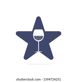 Wine Glass star shape concept Vector Logo. Wine logo Template Illustration Design.