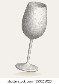 Wine Glass Stipple Effect Vector Art