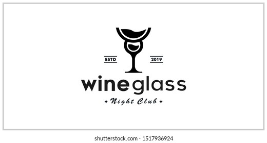 Wine glass symbol of inspiring logo design