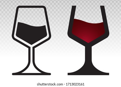 Wine glass with wine for tasting -vector flat icon on a transparent background
