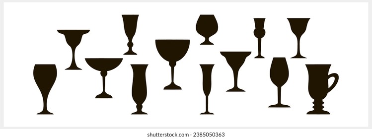 Wine glass toast icon isolated. Stencil Hand drawn Vector stock illustration EPS 10