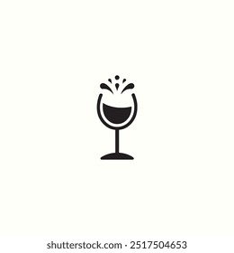 wine Glass vector art with splash, wine glass icon