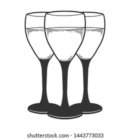 Wine glass. Vector concept in doodle and sketch style. Hand drawn illustration for printing on T-shirts, postcards. Icon and logo idea.