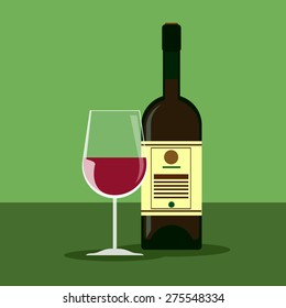 wine and glass vector design template, bar menu template illustration