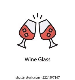 Wine Glass Vector Filled Outline Icon Design illustration. Love Symbol on White background EPS 10 File
