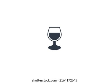 Emoticono plano vectorial de vidrio de vino. Isolación Vidrio ilustrado. Icono de cristal de vino