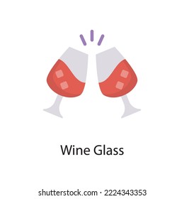 Wine Glass Vector Flat Icon Design illustration. Love Symbol on White background EPS 10 File