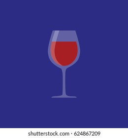 Wine glass vector flat icon. Red wine in the glass. 