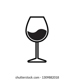 Wine glass vector icon. Alcohol beverage wineglass symbol
