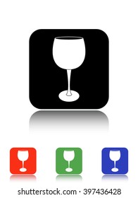 wine glass vector icon - black and colored buttons