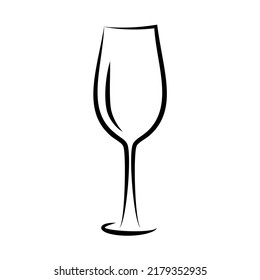 Wine glass vector icon with red wine. Wineglass hand drawn.