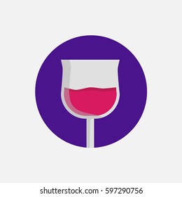 Wine Glass Vector Icon, The symbol of glass of red wine. Simple, modern flat vector illustration for mobile app, website or desktop app  